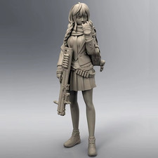 1/35 Scale Anime Female Mercenary Soldier Girl with Rifle Resin Figure Model Kit