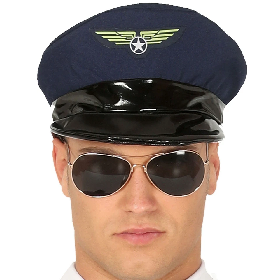 Piloten Kostüm Pilot Kapitän Andreas Fliegerass Uniform für Herren Gr. M-L Blau - Bild 3 von 4