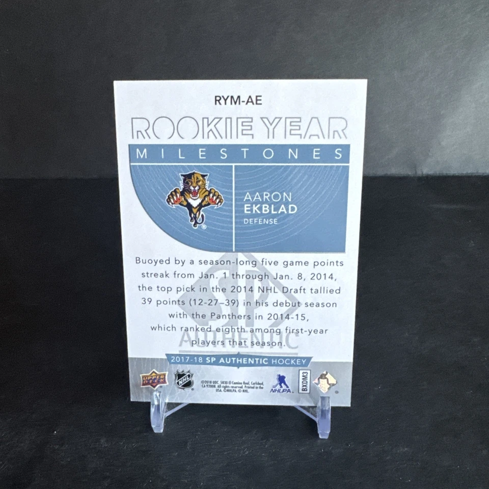 2017-18 Upper Deck SP AUTHENTIC ROOKIE YEAR MILESTONES #RYM-AE Aaron Ekblad NM - Image 2 of 2