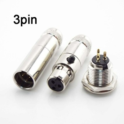 XLR 3Pin Male Female Connector Panel Chassis Socket Screw Mount Audio Adapter