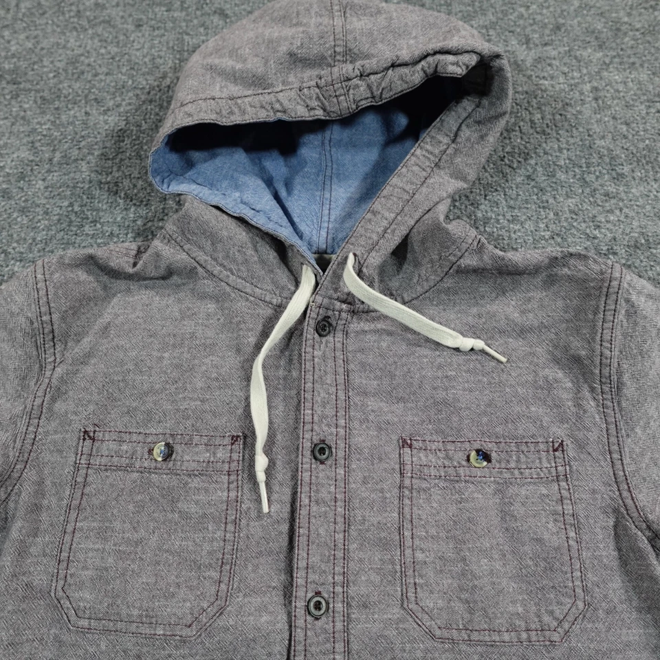 Camisa de Diversión Moderna Hombres M Roja Cambray Capucha Camarra Bolsillos Botón 12783 Foto 2 de 4