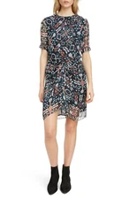 ISABEL MARANT ETOILE Aztec Print Silk Chiffon Twist Cocktail Mini Dress 36 = 4US