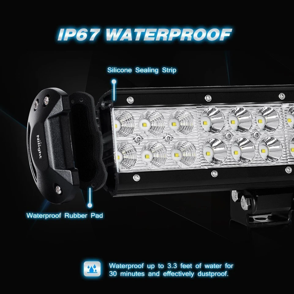Nilight 12Inch 72W LED Light Bar Spot Flood Truck Lights fit Offroad ATV 4WD Kit - Image 4 of 4