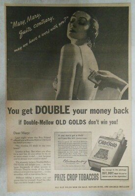 Old Gold Cigarette Ad: Double Your Money Back Offer ! 1935 Size: 10 x 14  inches