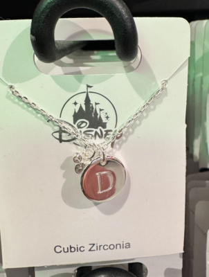 Disney Parks Mickey Mouse Cubic Zirconia Letter D Silver Color Necklace NEW