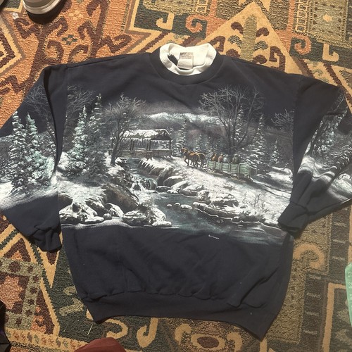 Vintage Art Unlimited AOP Nature Sweatshirt Xl No Flaws