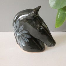 Vintage Lotus Pottery Horse Head Ornament Elizabeth Skipworth British Studio Art