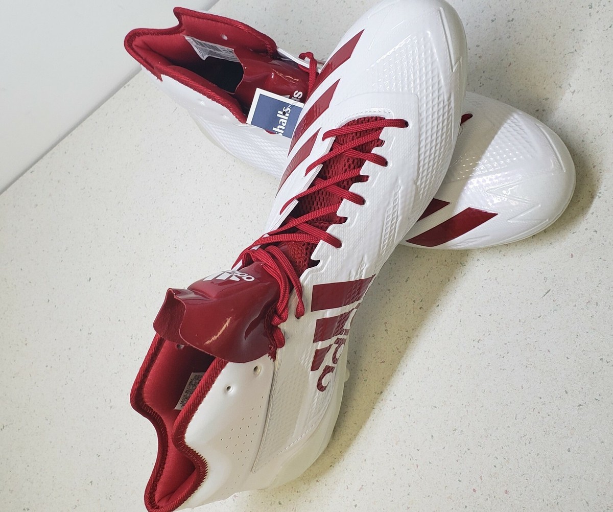 Men\'s Football White/Red Power Size 16 Adidas Adizero 5 Star 6.0 Mid Cleat - NEW Mens White Red Adidas Adizero 5-Star 5.0 MID Football Cleats  main image 4
