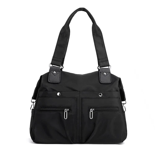 Große Kapazität leichte wasserdichte Nylon-Schultertasche mit mehreren Taschen und Reißverschluss - Bild 7 von 18