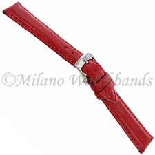 18mm Morellato Regatta Red Genuine Italian Leather Padded Stitched Watch Band