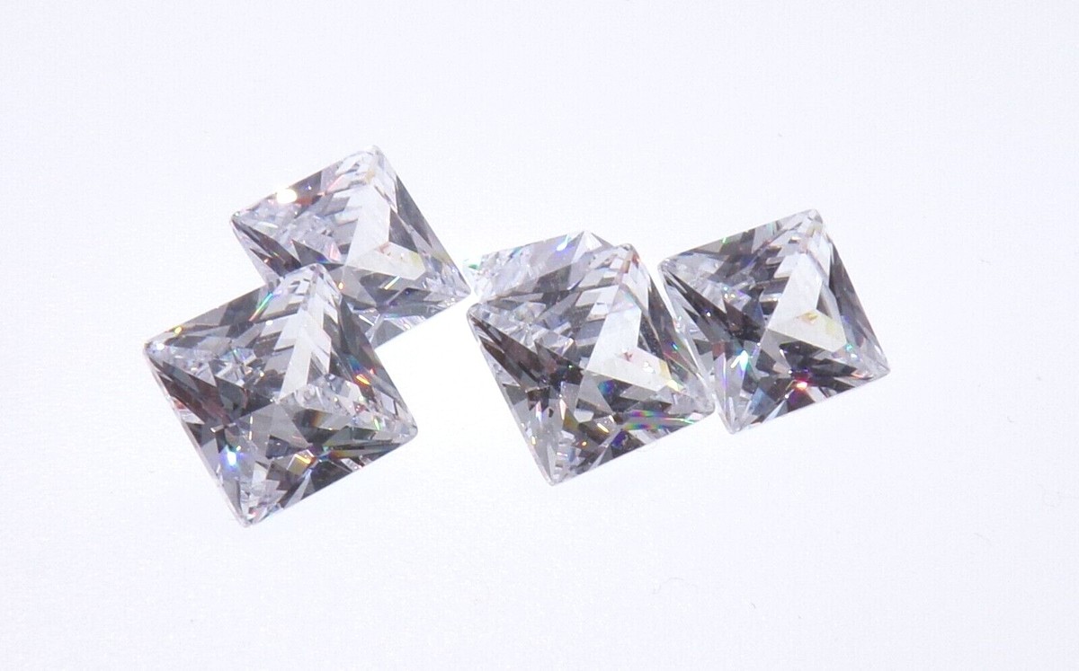 WHITE COLOURLESS SQUARE PRINCESS CUT CUBIC ZIRCONIA LOOSE GEMS 7mm x 7mm