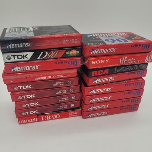 Lot 17x Sealed Cassette Blank Tapes Memorex DBS 90 Sony HF60 TDK D90