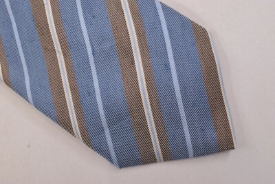 Altea Neck Tie NWT Blue, White and Brown Striped Silk Blend