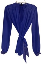 Mango MNG Long Sleeve Career Tie Top Shirt XS Revolve Vici Dress Silver