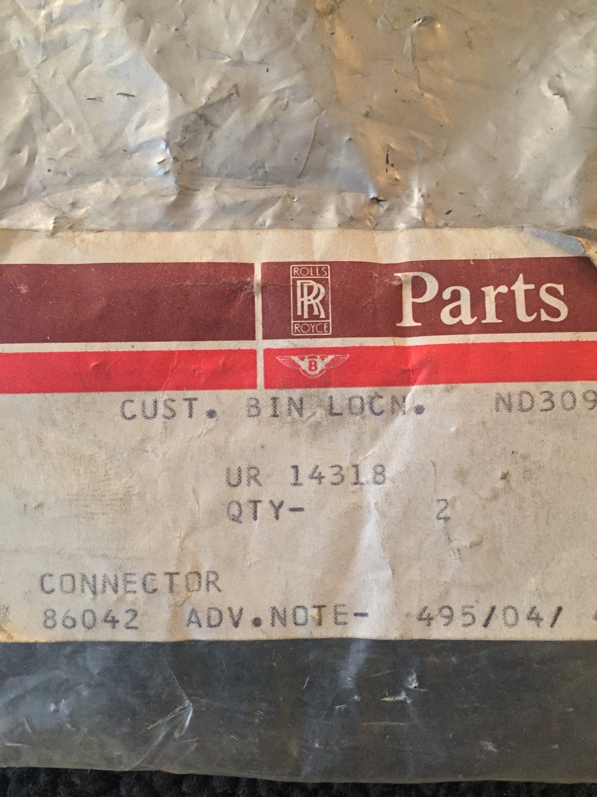 Rolls-Royce Bentley Hydraulic Pipe Connectors 1966-98 NOS OEM UR14318