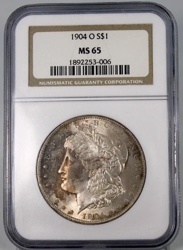 1904 O Morgan Silver Dollar - NGC Graded MS65 Toned !!