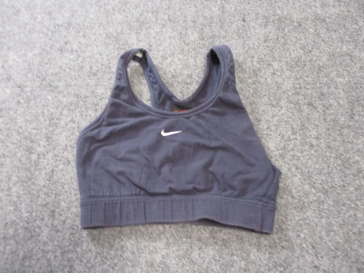 Vintage Nike Sports Bra Women's Medium Blue Y2K Cotton Blend USA Made