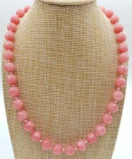 10mm Natural Pink Morganite Gems Faceted Round Beads Neckace 20'' AAA