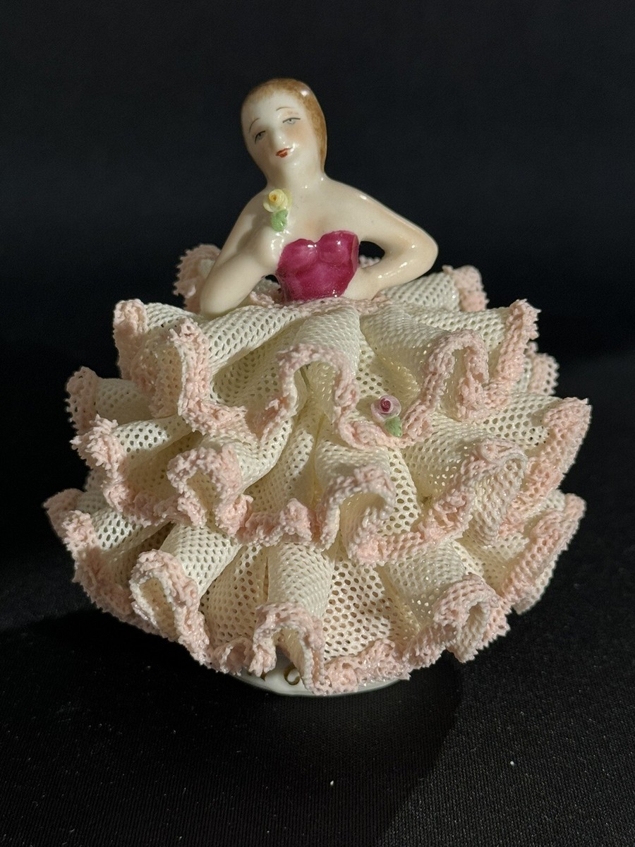 Irish Dresden 1978 Rita Porcelain Pink Lace Figure MZ Crown