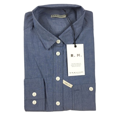 RM Williams Women’s Long Sleeve Shirt Lady Grazier Blue Button Up Size