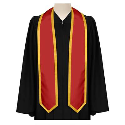 Endea Graduation Red/Gold Plain Stole with Trim Color & Classic End | eBay