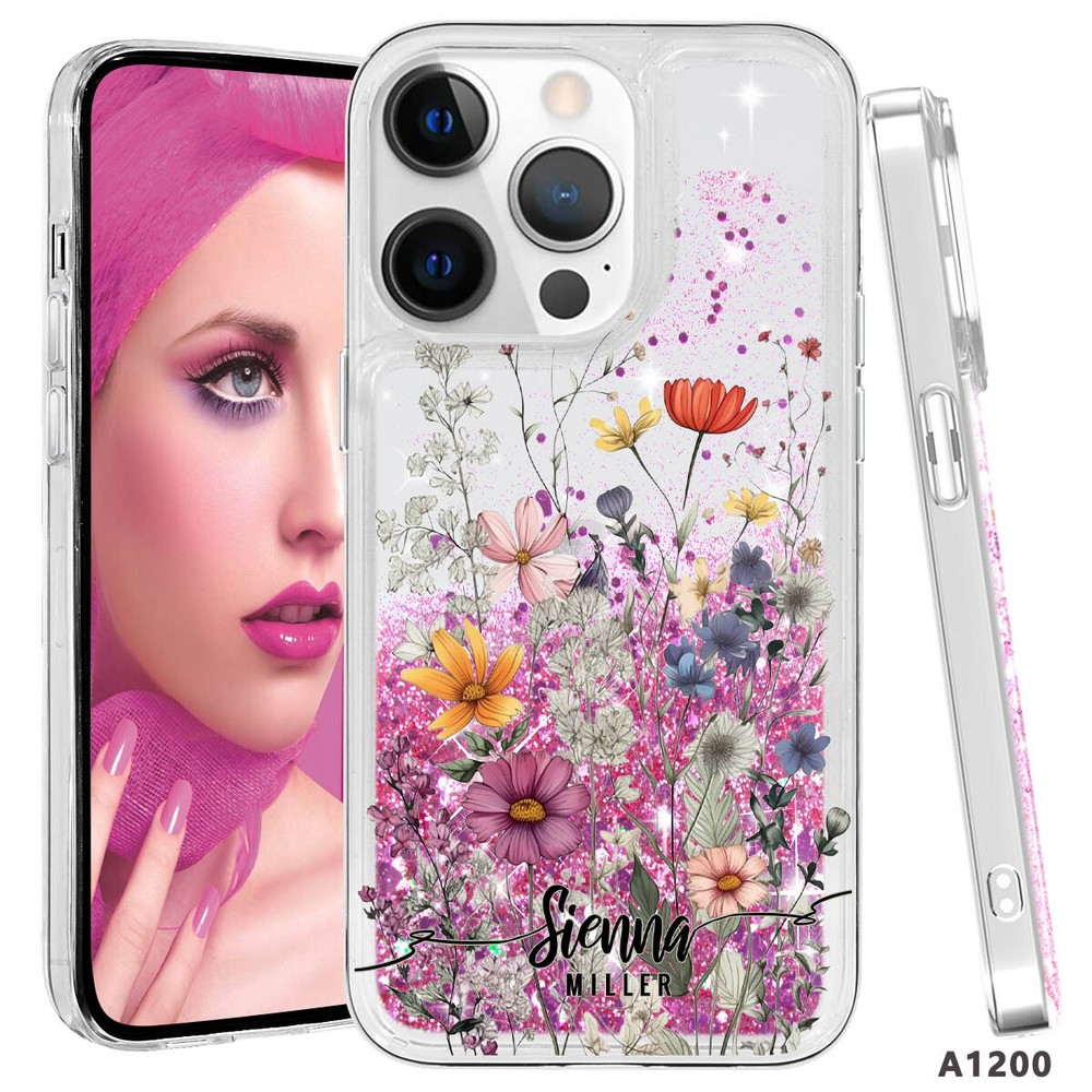 Glitter Clear Custom Phone Case for iPhone 12 13 14 15 16 Pro Max