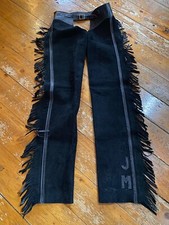 Black Suede Leather Rawhide Custom Fringe Cowboy Western Chaps