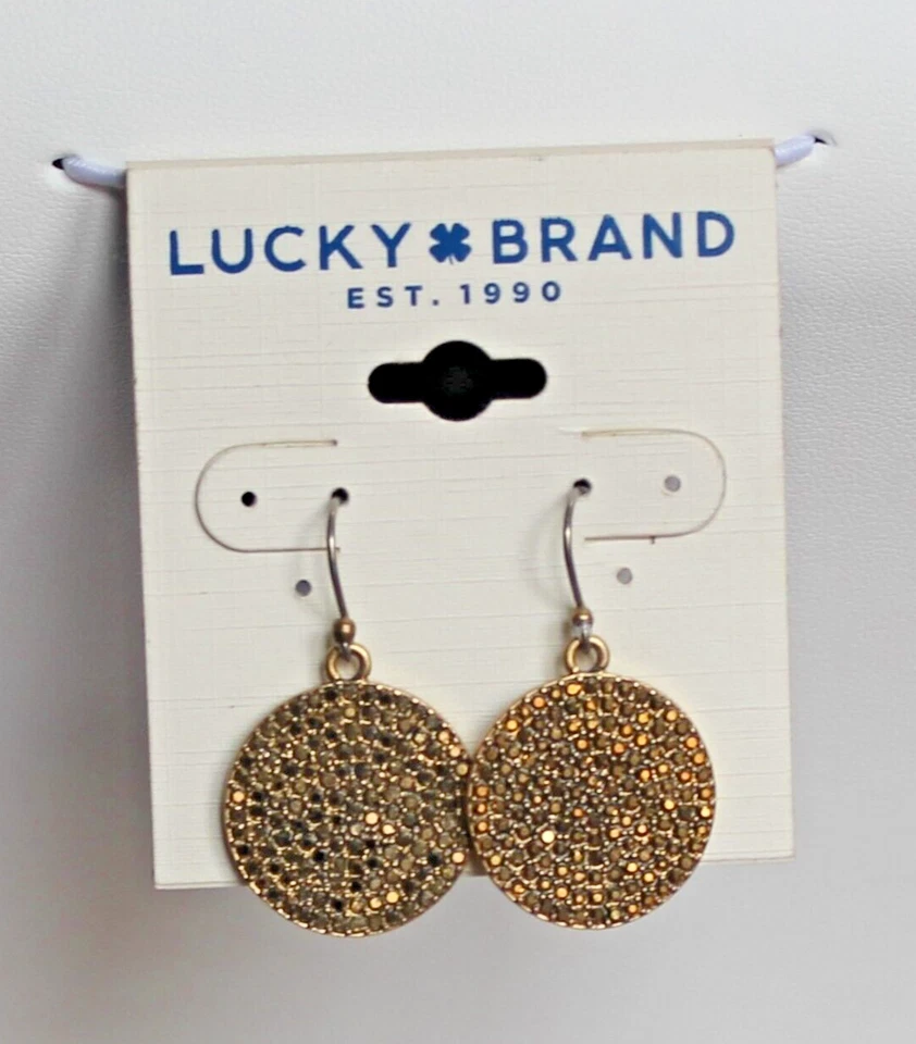 Pendientes disco pavé doble cara oro vintage marca Lucky vintage nuevos con etiquetas Foto 3 de 4