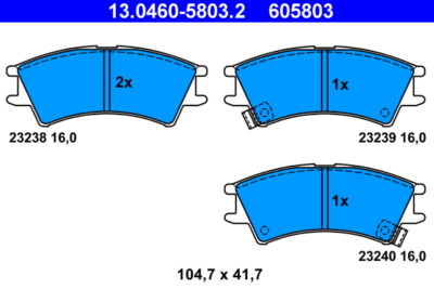 ATE 13.0460-5803.2 Bremsbelagsatz, Scheibenbremse für HYUNDAI