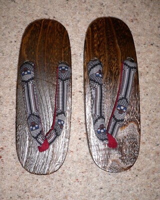 SELTENE NEUE JAPANISCHE HOLZ GETA, KIMONO YUKATA SCHUHE FLIP FLOPS 24cm, Max UK5,5