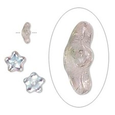 50 Czech Pressed Glass AB Light Rose 8x3mm Flower Bead Caps to Fit 6-8mm Beads 
