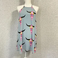 Show Me Your MuMu Dress Womens Small Blue Gomez Mini Longhorn Southwest Texas