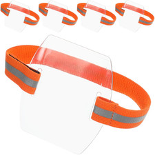 Adjustable Arm Badge Holder - 5 Pack Reflective PVC Wristband for ID Access