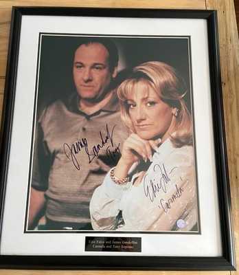 Sopranos James Gandolfini and Edie Falco Autograph Signed 16x20 print.