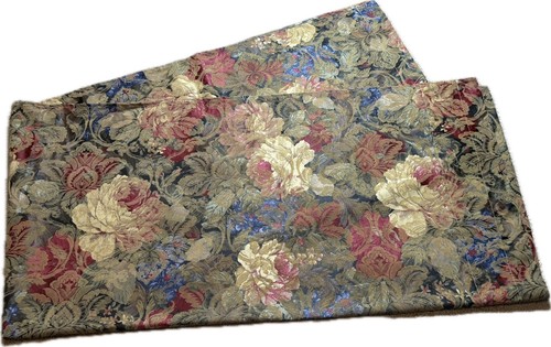 Atemberaubendes Paar Blumen Vorhänge Lange Paneele Vorhänge Vintage Grün Rot Blau 2 - Bild 6 von 6