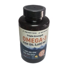 Triple Strength Omega 3 Fish Oil 3600mg EPA & DHA Over 2100mg Omega3 Fatty 120ct