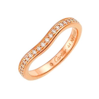 Cartier Ballerine Half Diamond Ring 18K Pink Gold 750 size44
