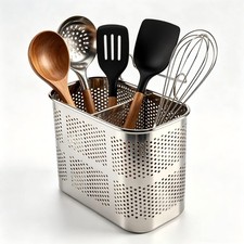 Stainless Steel Utensil Holder 14x8x13cm Chopsticks Drying Rack Caddy Basket