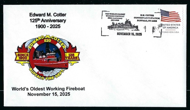 Fire / 2 Buffalo Covers Commemorating the 125 Ann. Edward M Cotter Fireboat