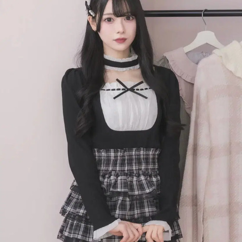 Pium Ribon Round Knit Blouse with Ribbon (Linen Type) Official