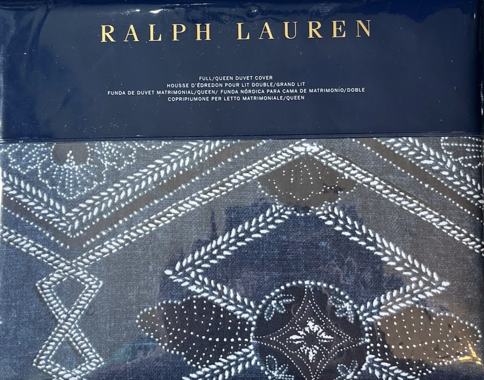 Funda nórdica Ralph Lauren Home Francois Full Queen azul marino 100 % algodón nueva $375 Foto 3 de 4
