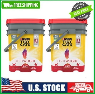 (2 pack) Purina Tidy Cats Lightweight Clumping Cat Litter, Odor Control, 17 lb