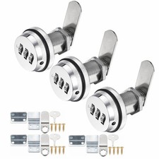 3 Pack Combination Cabinet Cam Lock Password Coded Lock with 1-1/8'' Cylinder an
