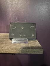 MCM Black Logo Bifold Wallet Made in Germany Leather Interior Authentic 