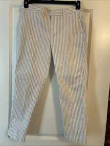 Woman’s GAP CHINO SLIM CITY CROP WHITE/Gray Stripes Size 4