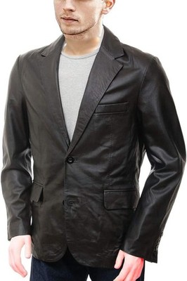Authentic Luxury New Men's Black Leather Blazer Real Soft Lambskin Coat Blazer