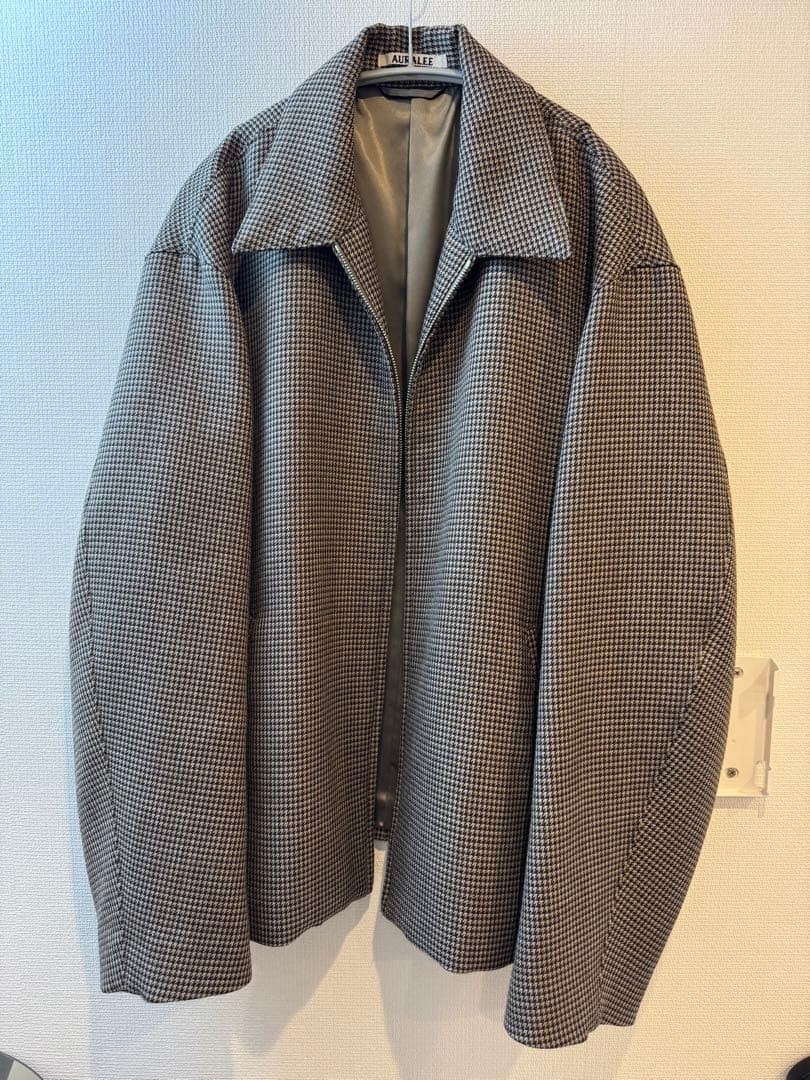 AURALEE Double Face Check Zip Blouson Houndstooth Jacket Size 4 M
