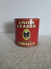Vintage Union Leader Eagle Logo Smoking Tobacco 14 oz ounce Tin w/ Slide Key