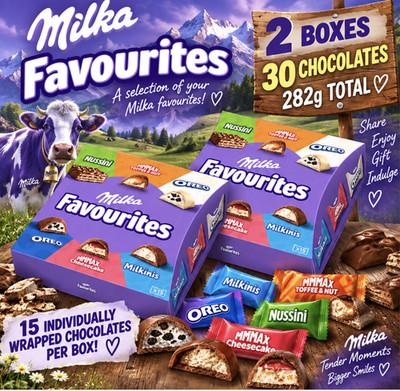 2x Milka Favourites Schokolade Sortiment 15 Teile 141g Schachteln 282g Gesamt