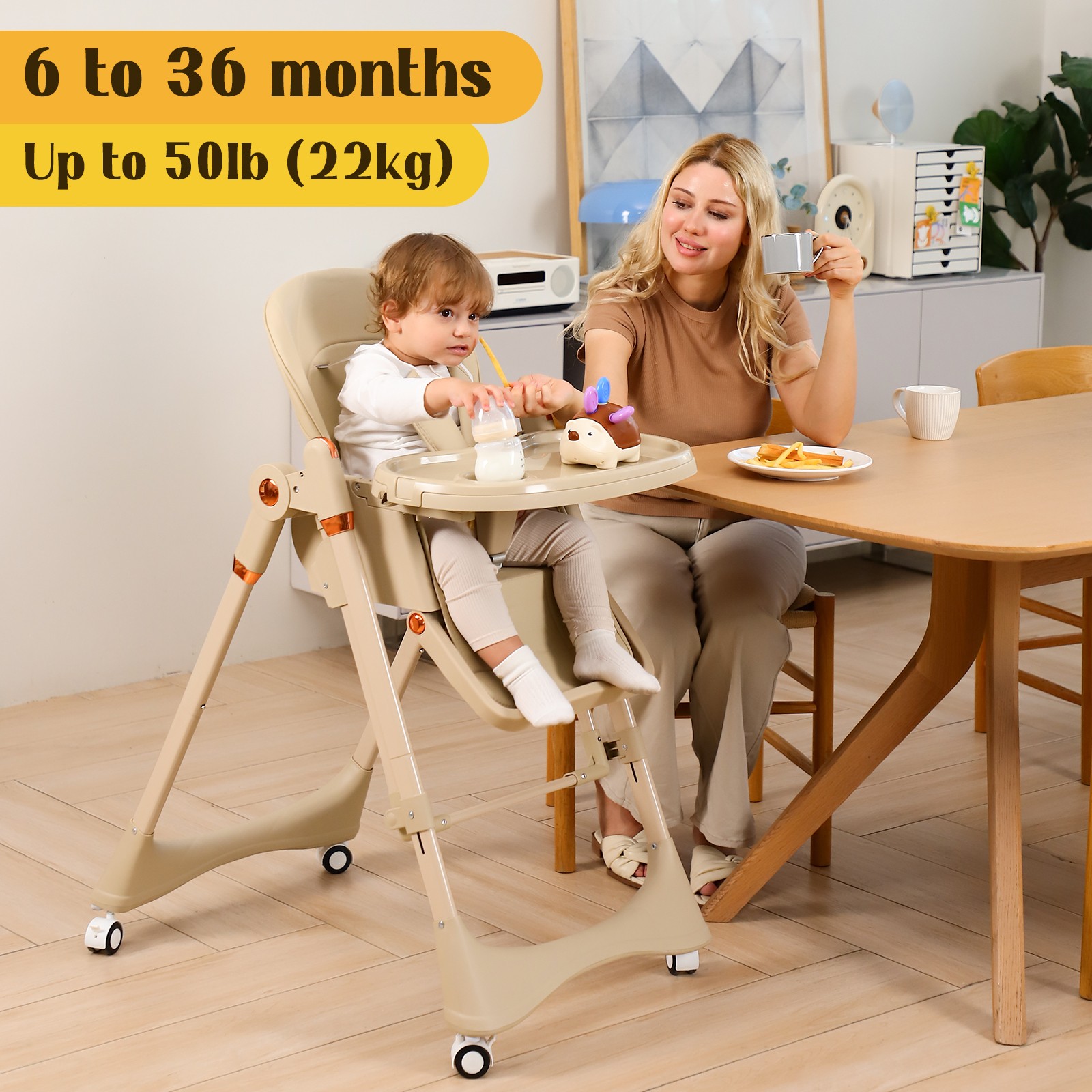 Baby High Chair | 6-in-1 Rocking Toddler Chair & Travel High Chair for Toddlers